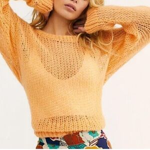 Free People Light Sheer Spring Summer Sweater Open Knit Medium